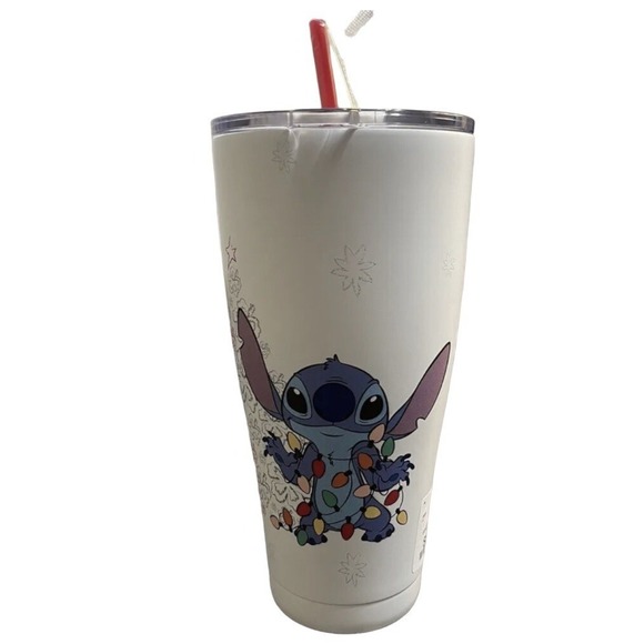 Disney Stitch "Be Jolly" Christmas Tumbler Cup w/ Straw Holiday Gift NEW - Picture 2 of 3